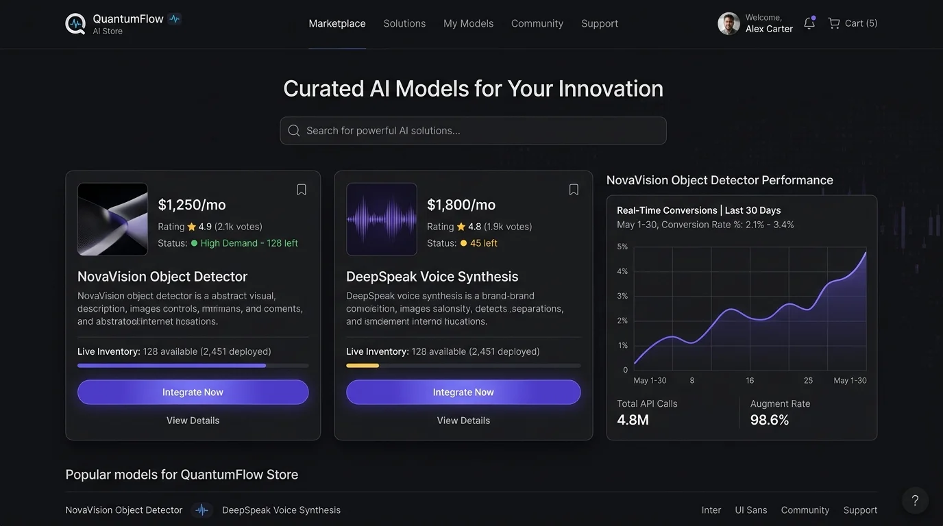 QuantumFlow AI E-Commerce Marketplace Interface